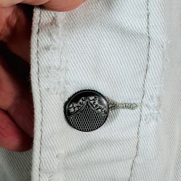 Free People White Denim Fall Knit Jacket XS - Picture 8 of 10